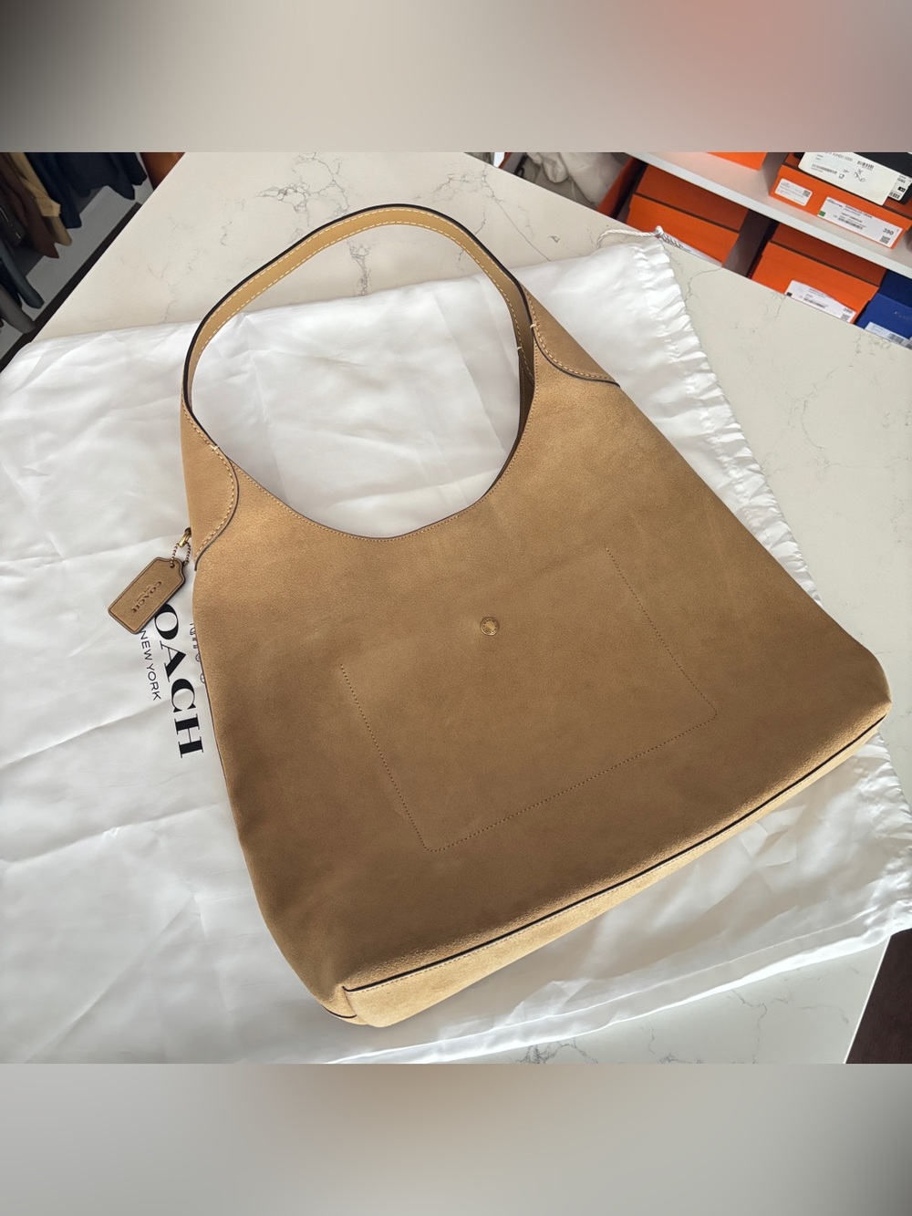 NWOT Coach Brooklyn Shoulder Bag 39 in Suede (Sand) CW636 - Picture 6 of 14